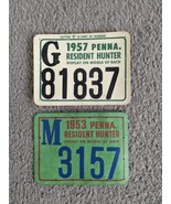 Vintage Lot of Pennsylvania Resident Hunting Licenses-1953 &quot;M&quot; &amp; 1957 &quot;G&quot; - £5.50 GBP