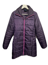 Reebok Vintage Midi Coat Jacket Puff Purple Zip Close Pockets XS - $28.68