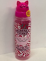 Reusable Bpa Free &quot;Mommy Thinks I&#39;m Perfect&quot; Cat Printed Water Bottle, Straw - £9.44 GBP