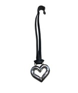 Brighton Heart Charm Silver Tone Black Leather Loop Bag Hang Tag Replace... - $234.27 MXN