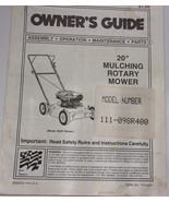 Vintage 20” Mulching Rotary Mower Owners Guide Model 111098R400 - $4.99