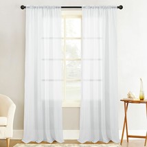 White Sheer Curtains 84 Inches Long, Rod Pocket Soft Voile Sheer Window - £25.10 GBP