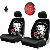 Yupbizauto New Betty Boop Timeless Design Front Low Back Car Seat Covers &amp; Steer - £60.64 GBP