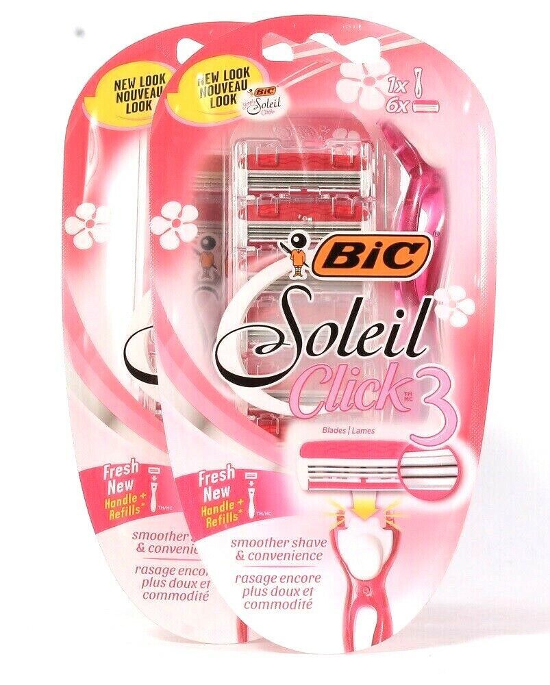 2 Packs Bic Soleil Click 3 Blades 1 New Handle & 6 Refill Heads Smoother Shave - $23.99