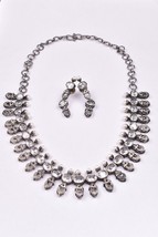 Placcato Argento Girocollo Zircone Collana Orecchino Bollywood Stile Fantastico - $32.79