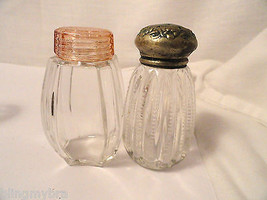 4 Depression Glass Era Shakers In Crystal Two With Sterling Weighted Bases - £6.28 GBP