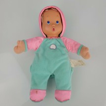 Meritus Stuffed Plush Cloth Doll Aqua Green Blue Pink Satin Beanbag Doll  - £23.73 GBP