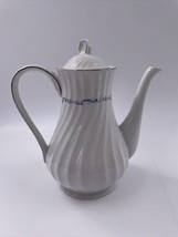 Celebrity Fine China Evening Tide Coffee Pot Teapot White Blue Scrolls S... - £54.50 GBP