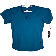 Koi Lite Womens Stretch Scrub Top Caribbean Blue Short Sleeve Size Large - $736.65 MXN