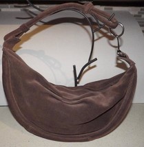Fossil Hobo Shoulder Bag Chocolate Brown Suede Leather Classic Style - £30.00 GBP