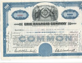 Erie Railroad Co.. Stock Certificate 1947 Green - 100 Shares - £7.44 GBP