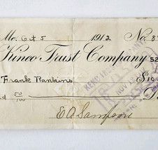 1912 Kineo Trust Company Bank Check E.A. Sampson Dover Maine Signed 894 ... - $19.99