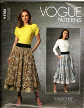 Vogue V1705 Misses All Sizes Sandra Betzina Top and Layered Skirt Sewing Pattern - £20.75 GBP