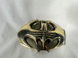 Batman Forever, Traditional Type Bat Buckle, Gold Metal, Leather Belt - £62.27 GBP