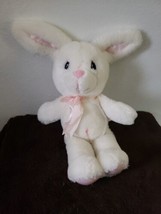 Precious Moments White Bunny Rabbit Plush Stuffed Animal Pink Bow Belly Button - £31.12 GBP
