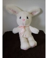 Precious Moments White Bunny Rabbit Plush Stuffed Animal Pink Bow Belly ... - £31.13 GBP