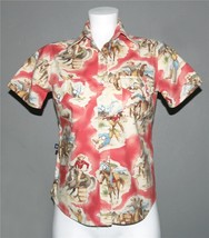 VTG Rockmount Western Cowgirl Rodeo Horses White Snap Buttons USA Shirt Wm S EXC - £63.14 GBP