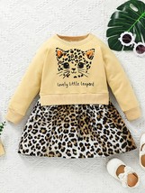 Cute dress with leopard print for girl cat spring dress brown kitten gir... - £28.64 GBP