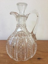 Vtg Ornate Ridged Clear Cut Crystal Glass Oil Vinegar Cruet Bottle With Stopper - £23.53 GBP