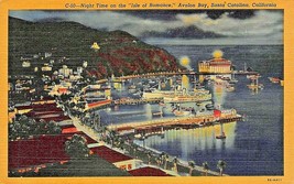 Santa Catalina Ca~Night Time On &quot;Isle Of ROMANCE&quot;-AVALON BAY~1939 Postcard - £6.95 GBP