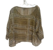 Women’s Love21 Sheer Woven Top XS Green Beige Boho Boxy Blouse NWT image 7