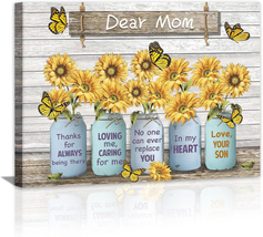 Mom Gifts from Son Sunflowers Canvas Painting to My Mom Framed Wall Art ... - £25.83 GBP