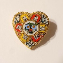 VTG Italian Micro Mosaic Heart Shape Floral Estate Brooch Pin Goldtone Italy EUC - £35.34 GBP