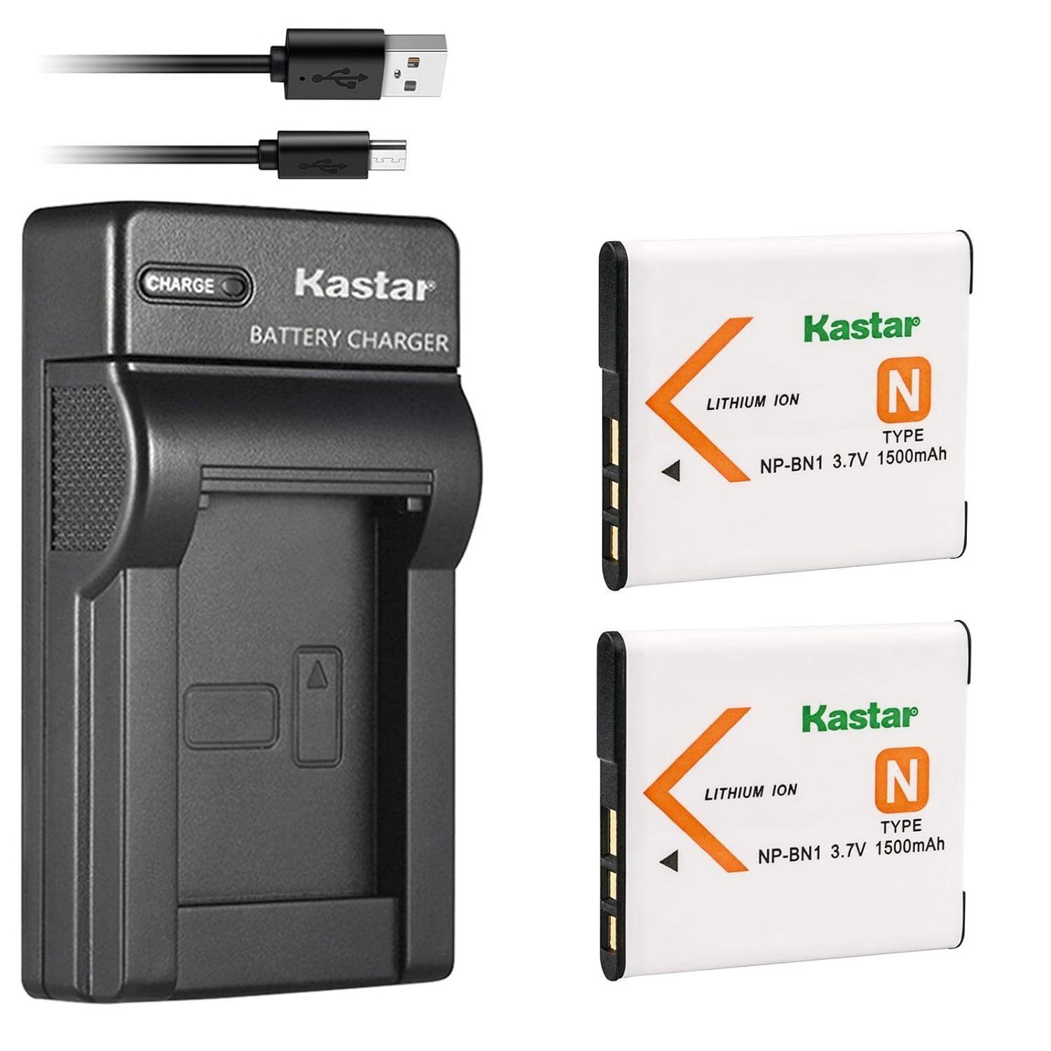 Primary image for Kastar 2 Battery + Charger Replacement for Sony NP-BN1 DSC-QX10 QX30 QX100 DSC-T