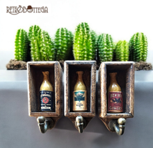 Set of 3 Rustic Solid Wood Pub Themed Coat Hangers Brass Hook - $624.79 MXN
