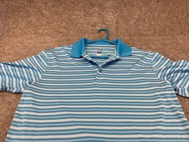 PGA Tour Polo Shirt Mens Medium Airflux Striped Breathable Golf Tennis - $12.86