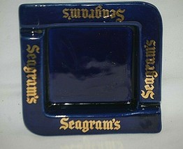 Seagram&#39;s V.O. Canadian Whisky Cobalt Blue Ashtray New York, N.Y. Vintag... - $18.80