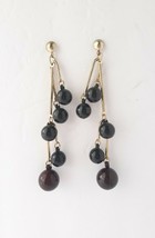 Vintage 90&#39;s Long Funky Chunky Bold Black Drop Dangle Ball Statement Earrings - £10.85 GBP