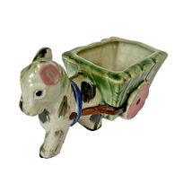 Donkey Pulling Planter Cart Pot Ceramic Made in Japan Hand Painted Vintage - £13.25 GBP