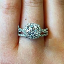 Round Diamond 14K White Gold Over Womens Engagement Wedding Bridal Band ... - $1,586.45 MXN