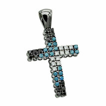 Colgante de cruz de diamante VVS1/D de corte redondo de 1 quilate, oro... - £101.76 GBP