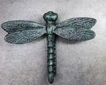 Cast Iron Verdi Green Auspicious Dragonfly Door Knocker With Strike Plate - $21.99