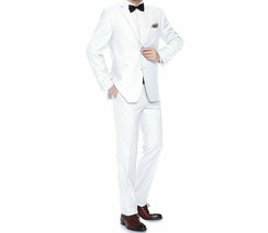 Men Renoir  Tuxedo Two Button Notch Formal with Satin Lapel trims 201-6 White - £119.87 GBP