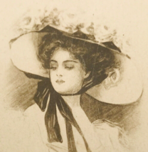 Antique 1910&#39;s Embossed Woman Lady w/ Bonnet Hat Postcard 3.5&quot; x 5.5&quot; - £9.74 GBP