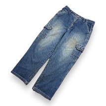 Vintage Faded Glory Baggy Cargo Denim Jeans Y2K Skater Grunge 36x30 - $39.59