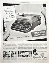 Remington Rand Deluxe Portable First Name In Typewriters 1948 Vintage Pr... - $12.05 CAD