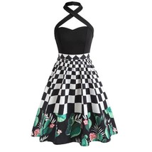 Cross Strap Checkered Cactus Dress - $39.96