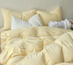 Juego de cama amarillo pastel Funda nórdica Queen Juegos de cama lavados... - £26.65 GBP+