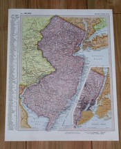 1958 Original Vintage Map Of New Jersey Newark / Verso Vermont New Hampshire - £13.40 GBP