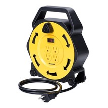 Extension Cord Reel With 25 Ft Power Cord, Hand Wind Retractable, 16/3 A... - £44.04 GBP
