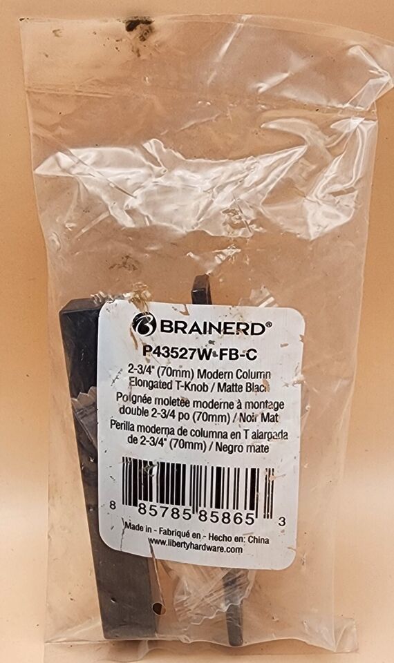 (1) -Brainerd P43527W-FB-C Modern Column Elongated T-knob - Matte Black - 2-3/4" - $9.99