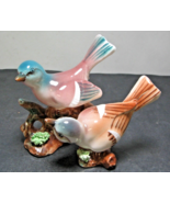 Vintage Ceramic Porcelain Pair of Blue Birds on Perched on Branch 5&quot; x 3... - $12.99