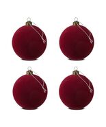 4 Count Dark Red Flocked Ball Christmas Ornaments, 4.5&quot; - $21.62