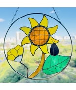 Stained Glass Art Sunflower Ladybug Suncatcher Boho Window Decor Gold Le... - $661.55 MXN