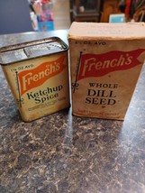 Lot 2 Vtg French&#39;s Spices Ketchup Spice in Tin Whole Dill In Box - £23.22 GBP