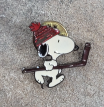 SNOOPY 1958 Hockey Player Peanuts Red Beanie Hat Charlie Brown Vintage Lapel Pin - £16.98 GBP